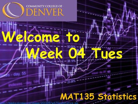 Welcome to Week 04 Tues MAT135 Statistics