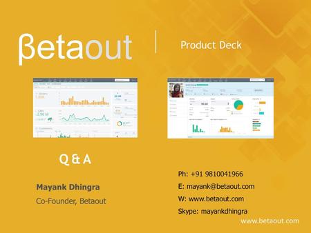 βetaout Q & A Product Deck Mayank Dhingra Co-Founder, Betaout