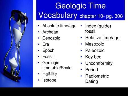 Geologic Time Vocabulary chapter 10- pg. 308