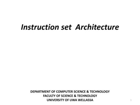 Instruction set Architecture