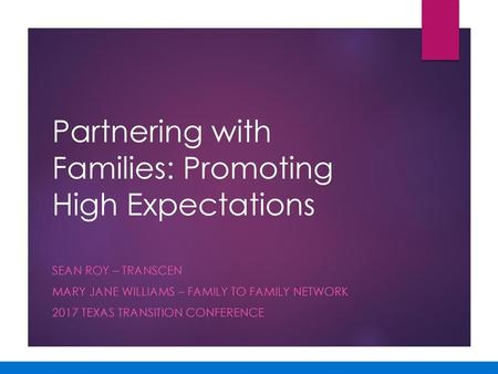 Partnering with Families: Promoting High Expectations