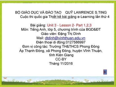 BỘ GIÁO DỤC VÀ ĐÀO TẠO QUỸ LAWRENCE S.TING