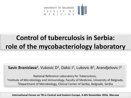 Control of tuberculosis in Serbia: