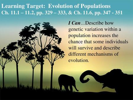 Learning Target: Evolution of Populations Ch – 11. 2, pp