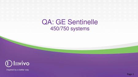 QA: GE Sentinelle 450/750 systems