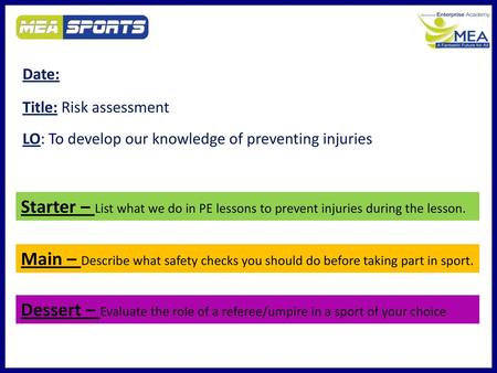 Date: Title: Risk assessment