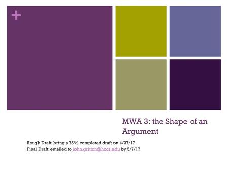 MWA 3: the Shape of an Argument