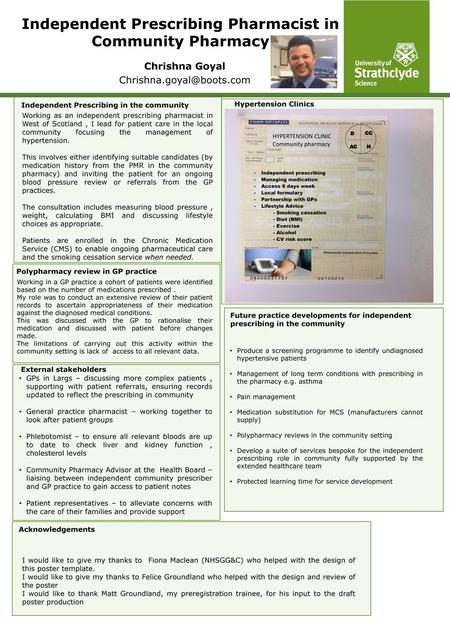 Independent Prescribing Pharmacist in Community Pharmacy