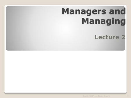 Managers and Managing Lecture 2