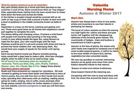 Valentia Nursing Home Autumn & Winter 2017