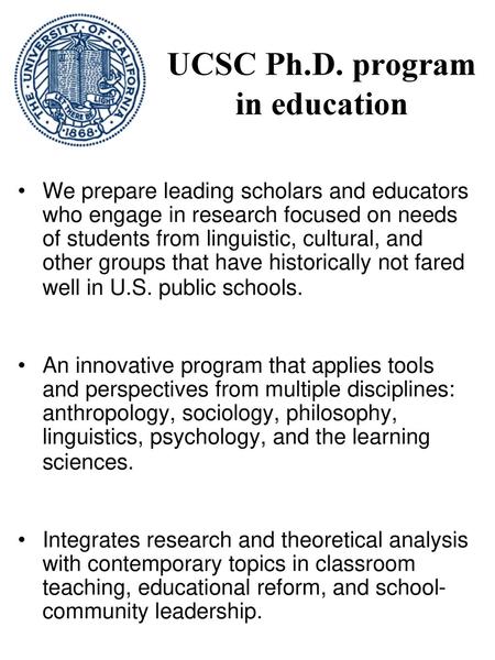 UCSC Ph.D. program in education