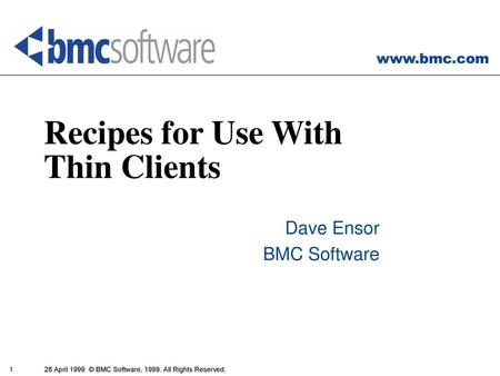 Recipes for Use With Thin Clients