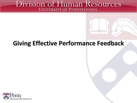 Giving Effective Performance Feedback