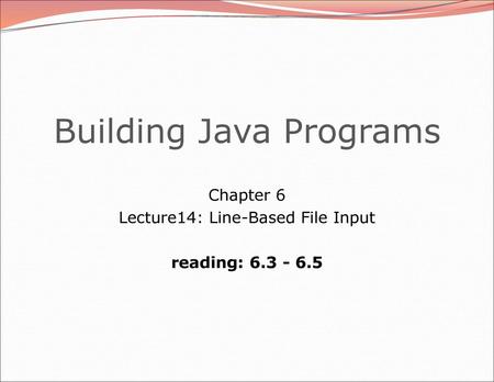 Building Java Programs