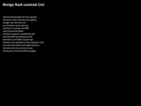 Benign Rash Lamictal Cmi