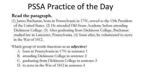 PSSA Practice of the Day