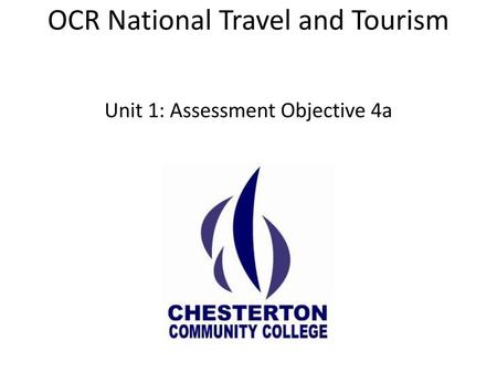 OCR National Travel and Tourism