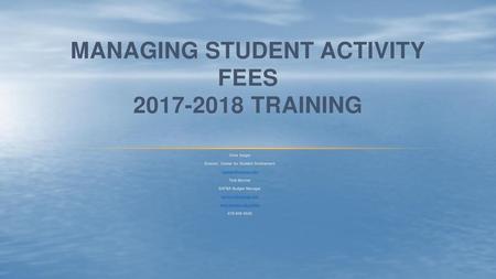 Managing student activity fees Training