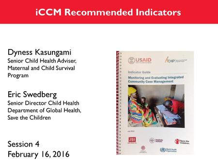 iCCM Recommended Indicators