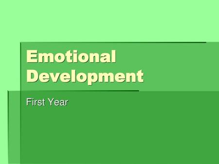 Emotional Development