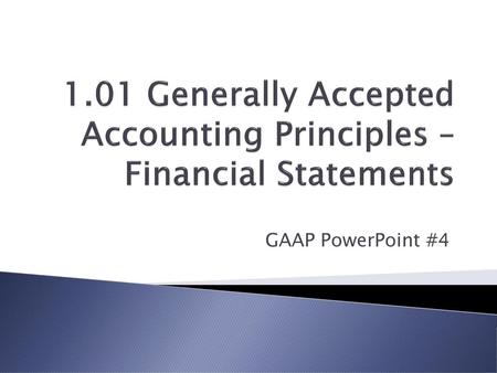 1.01 Generally Accepted Accounting Principles – Financial Statements