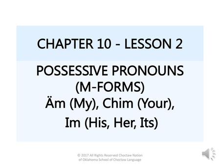 POSSESSIVE PRONOUNS (M-FORMS)