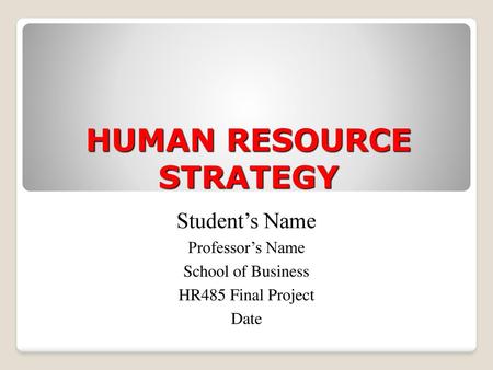 HUMAN RESOURCE STRATEGY