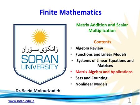 Matrix Addition and Scalar Multiplication