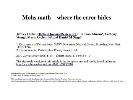 Mohs math – where the error hides