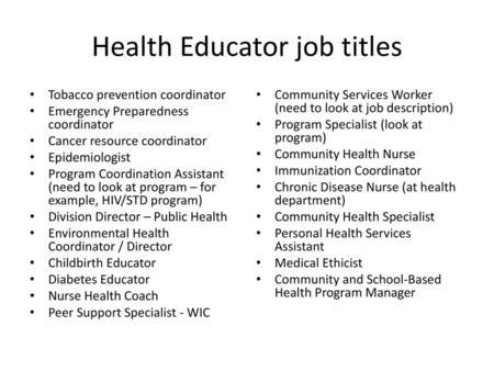 Health Educator job titles