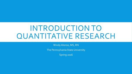 Introduction to Quantitative Research