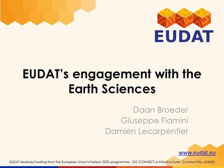 EUDAT’s engagement with the Earth Sciences