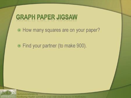 Graph Paper Jigsaw How many squares are on your paper?