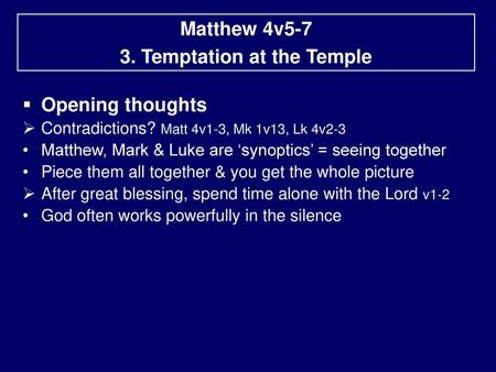 3. Temptation at the Temple