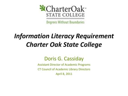 Information Literacy Requirement Charter Oak State College