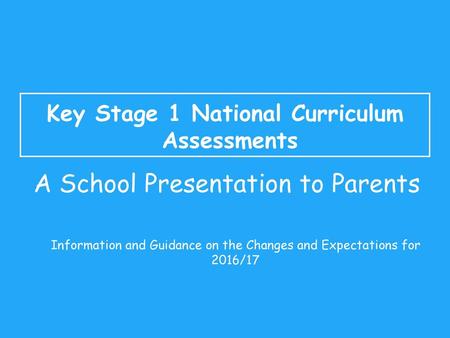 Key Stage 1 National Curriculum