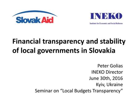 Financial transparency and stability of local governments in Slovakia