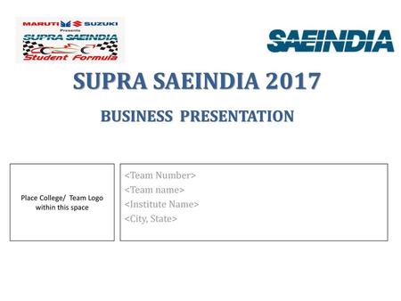 SUPRA SAEINDIA 2017 BUSINESS PRESENTATION