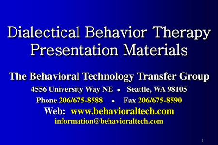 Dialectical Behavior Therapy Presentation Materials