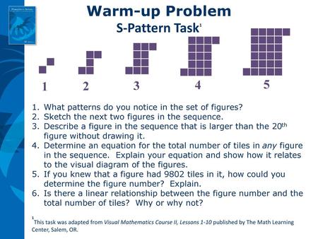 Warm-up Problem S-Pattern Task1