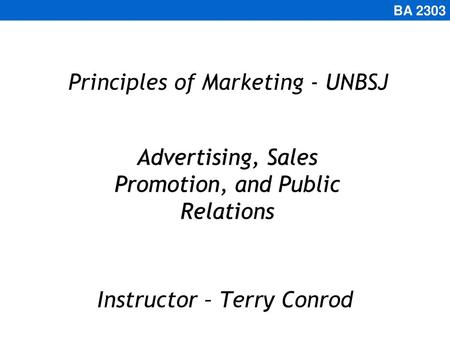 Principles of Marketing - UNBSJ