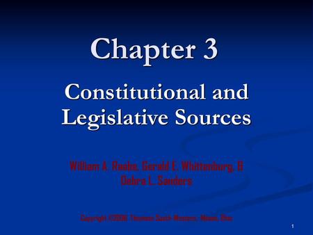 Constitutional and Legislative Sources