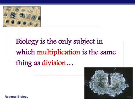 Biology is the only subject in which multiplication is the same thing as division… 2006-2007.