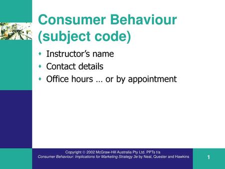 Consumer Behaviour (subject code)