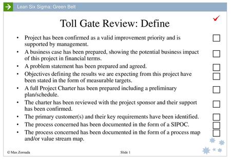 Toll Gate Review: Define