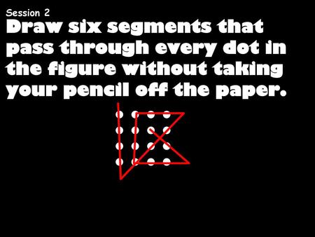 Session 2 Draw six segments that pass through every dot in the figure without taking your pencil off the paper.