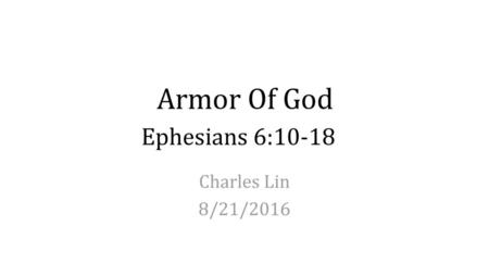 Armor Of God Ephesians 6:10-18