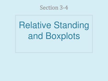 Relative Standing and Boxplots