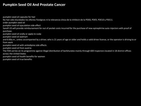 Pumpkin Seed Oil And Prostate Cancer