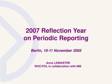 2007 Reflection Year on Periodic Reporting